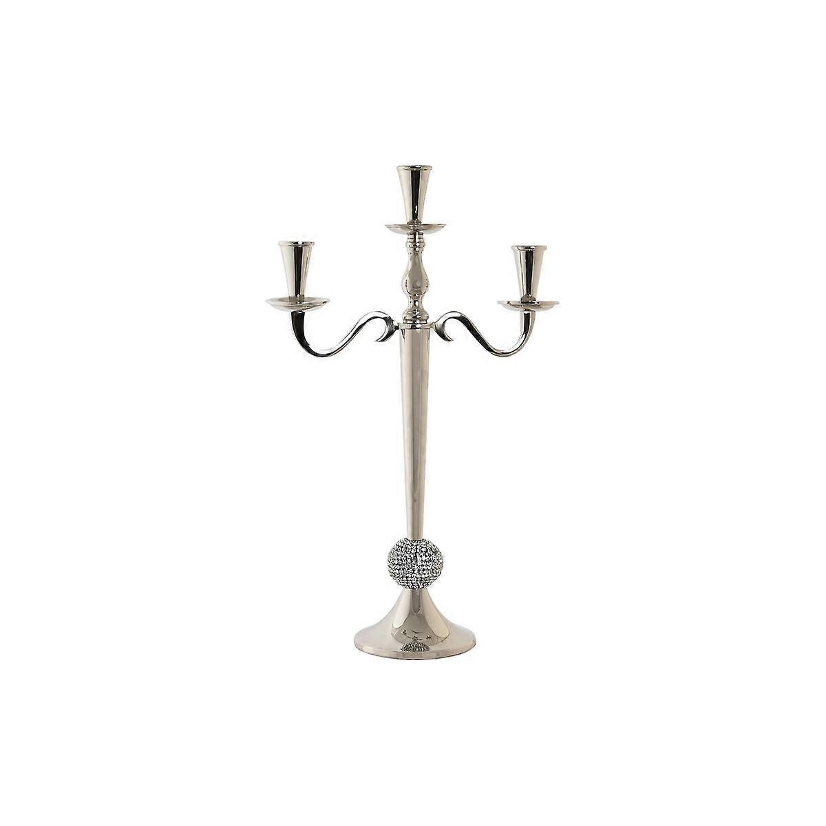 Candlestick DKD Home Decor 30 x 12 x 46 cm Silver Coloured Aluminium Chromed