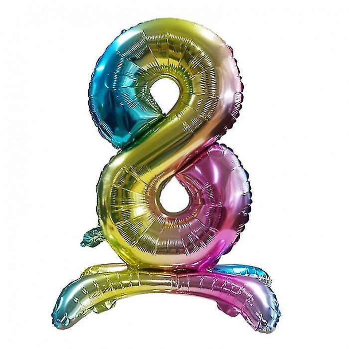 Realmax Standing Number 8 Rainbow Gradient Foil Balloon