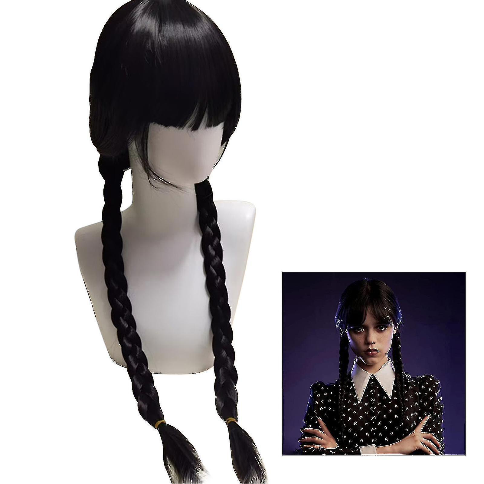 Black Double Ponytail Braid Halloween Cosplay Wig