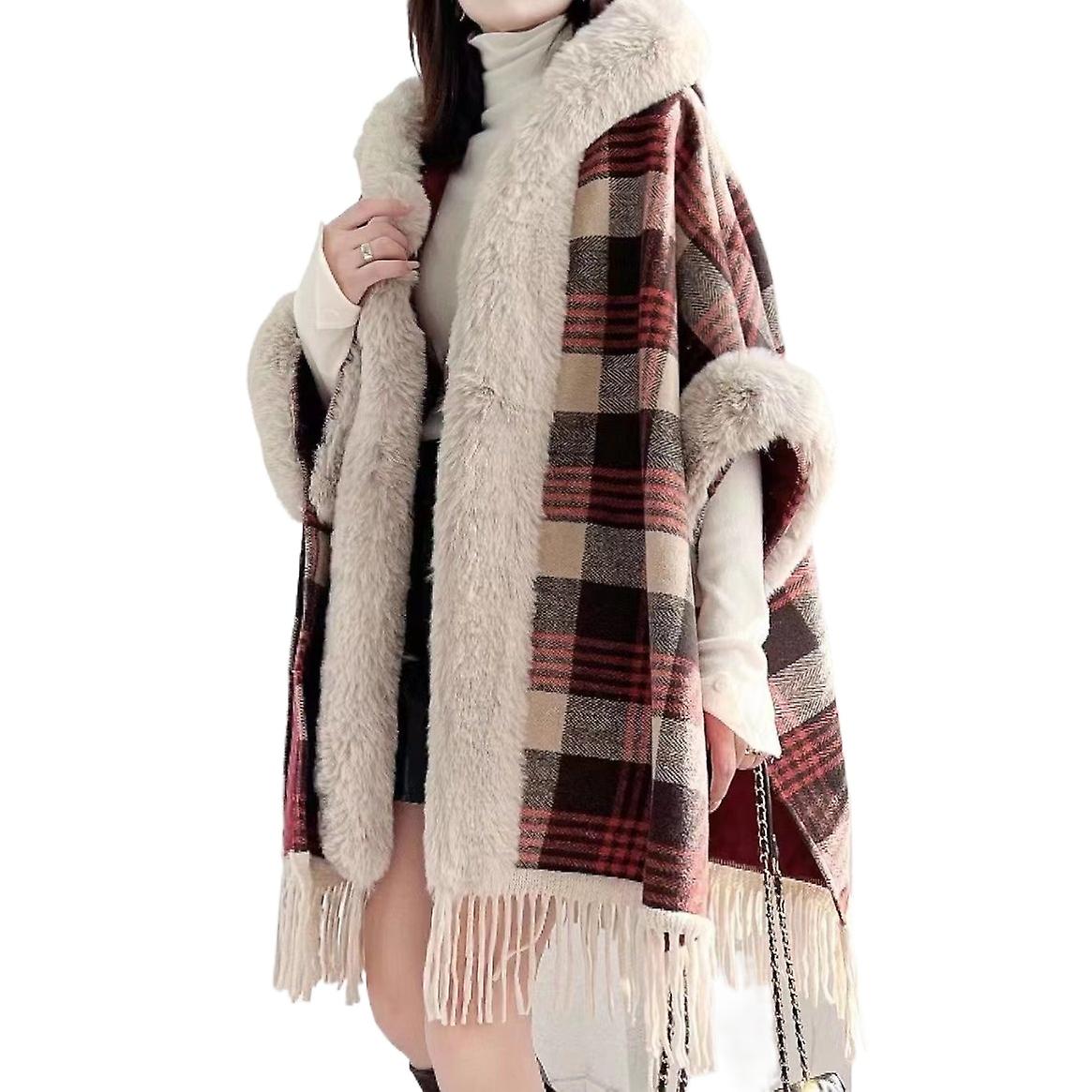 Fleece Dicker Fransen-Strickschal Oversize-Wollmantel