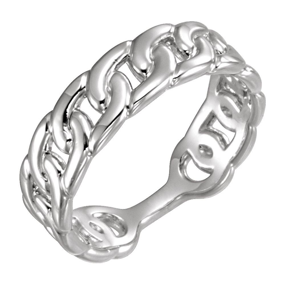 925 Sterling Silver Polished Stackable Link Ring Size 6.5 Stackable Ring for Women - 3.6 Grams
