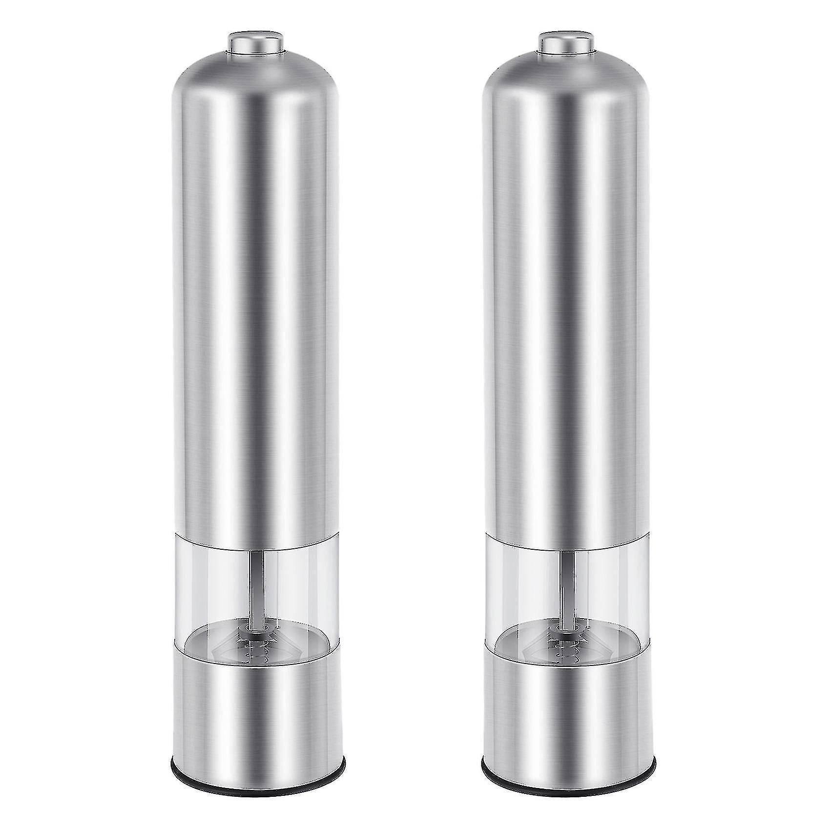 Press Style Round Pepper Grinder Electric Mill In Stainless