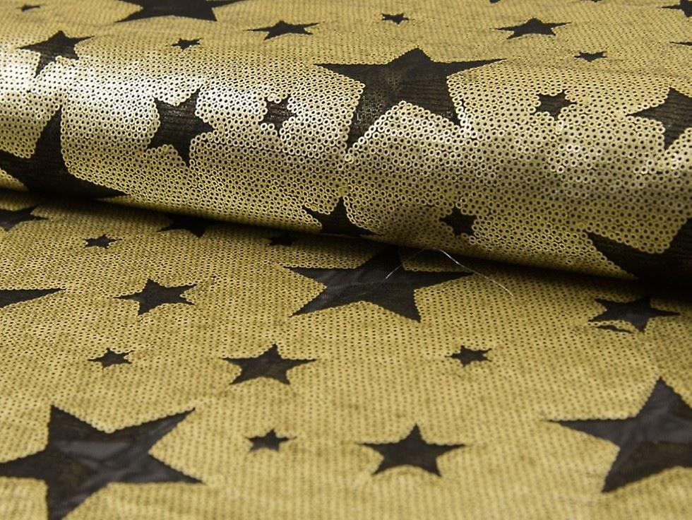 Minerva Sequin Mesh Fabric Gold - per metre