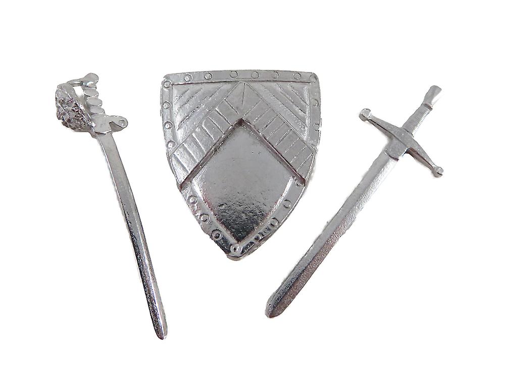 Dolls House Shield & 2 Swords Miniature 1:24 Scale Pewter Ornamental Accessory
