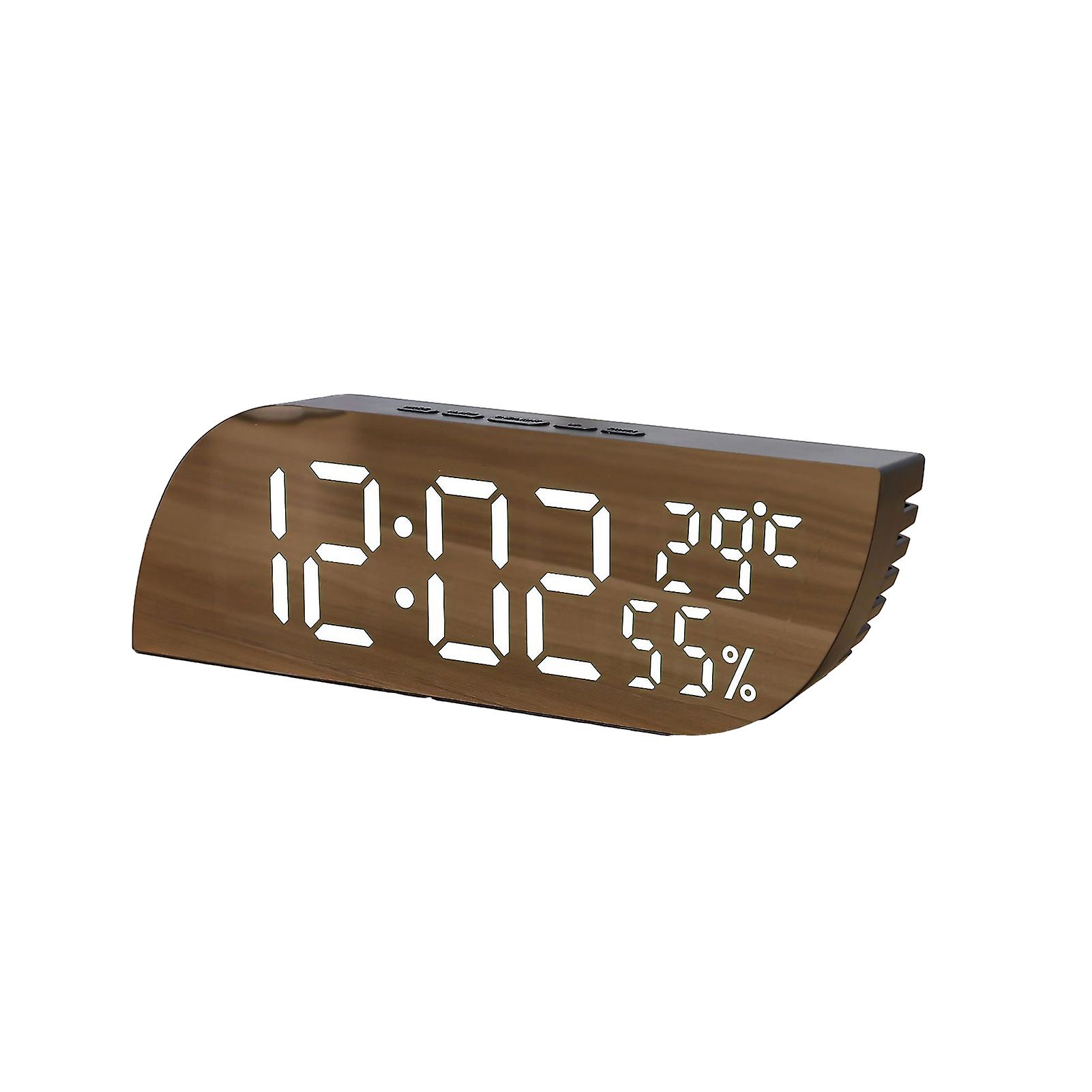 Led Mirrored Digital Alarm Clock With Large Display Auto Dim Alarm Snooze Function Desktop Electronic Clock Bedroom Home Office Decor