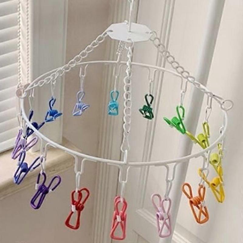Clips Laundry Rack Dormitory Clamp Circular Clothes Drying Non Drop Multi Function Candy Color 16 Clip
