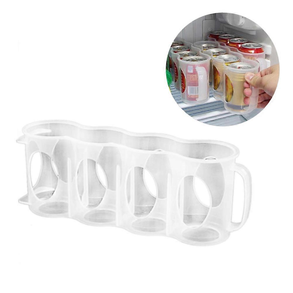 Kitchen Refrigerator 4 Hole Beer Storage Box Beverage Holder Space Saving Organizer Storage Containers
