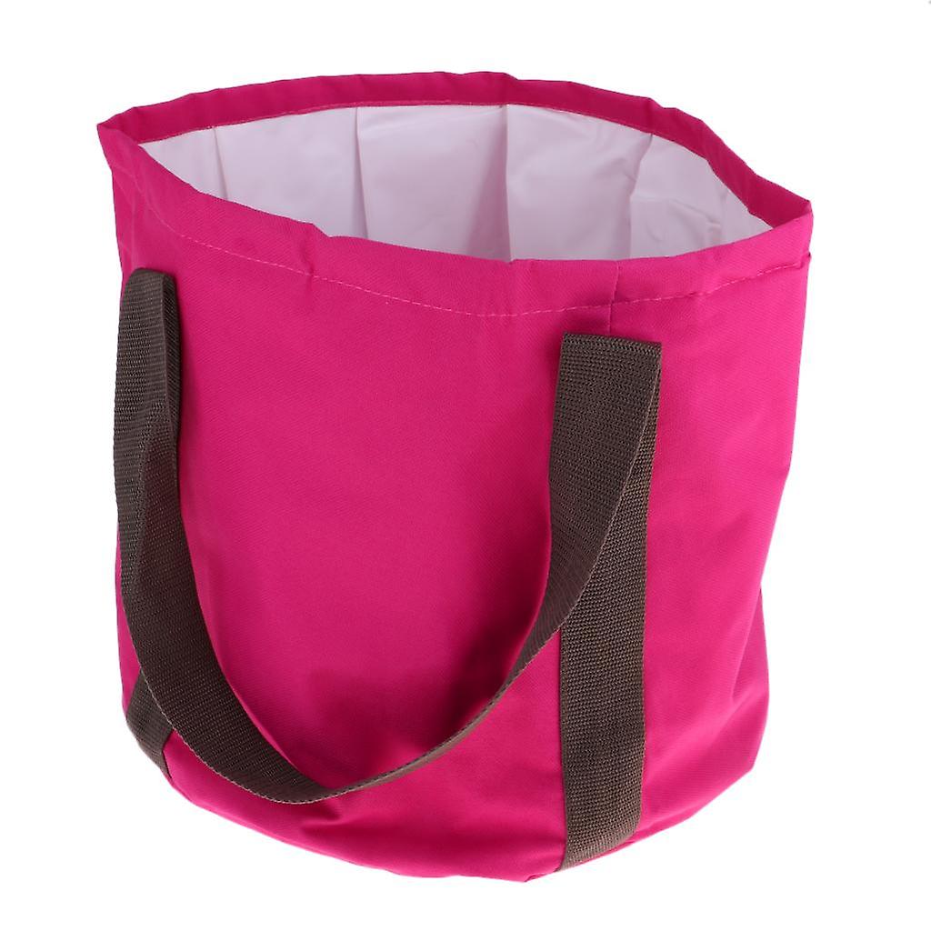 Portable Folding Washbasin Bucket Foldable Camping Water Pot Rose red