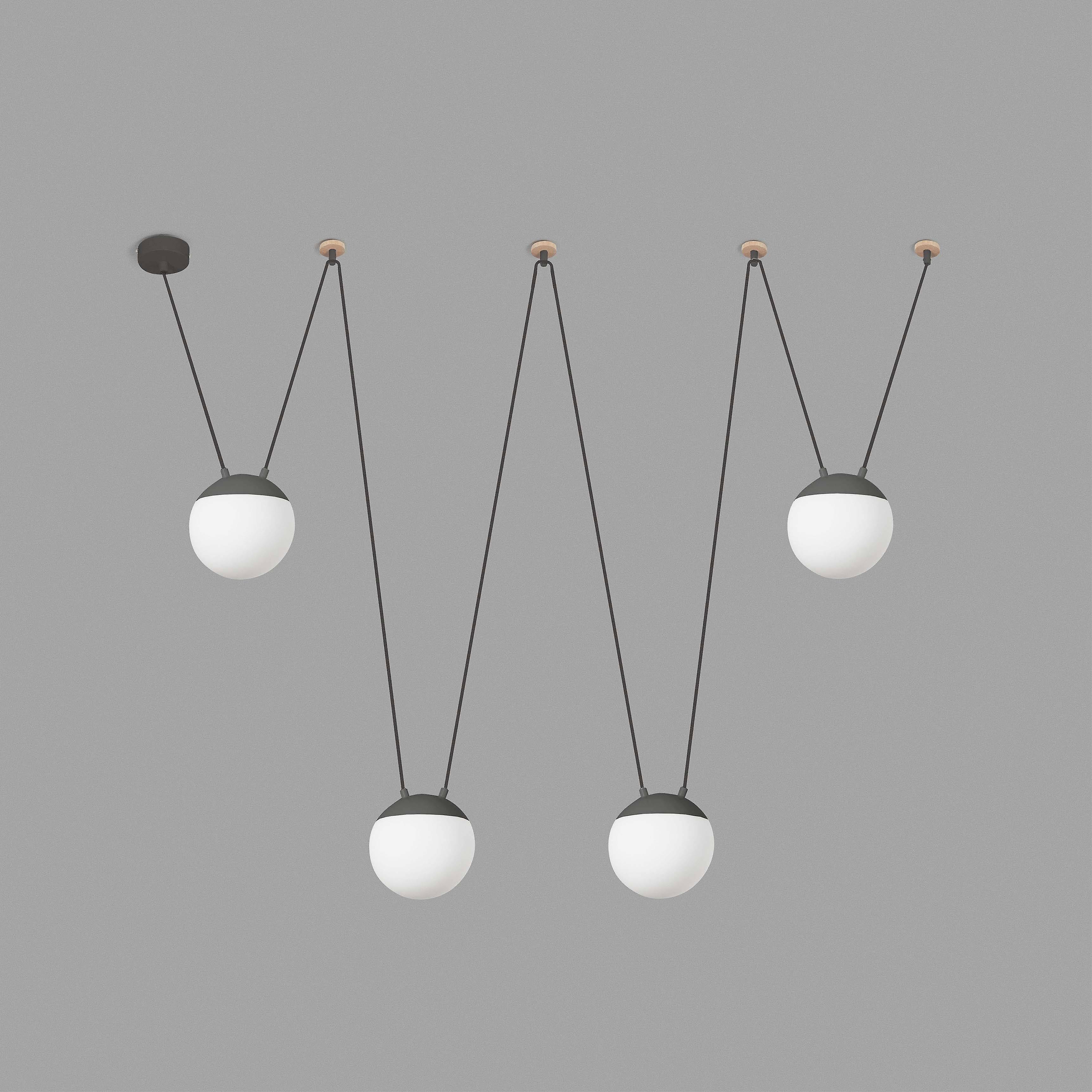 Faro Mine 28376-4L - 4 Light Ceiling Pendant Wood, Dark Grey, E27