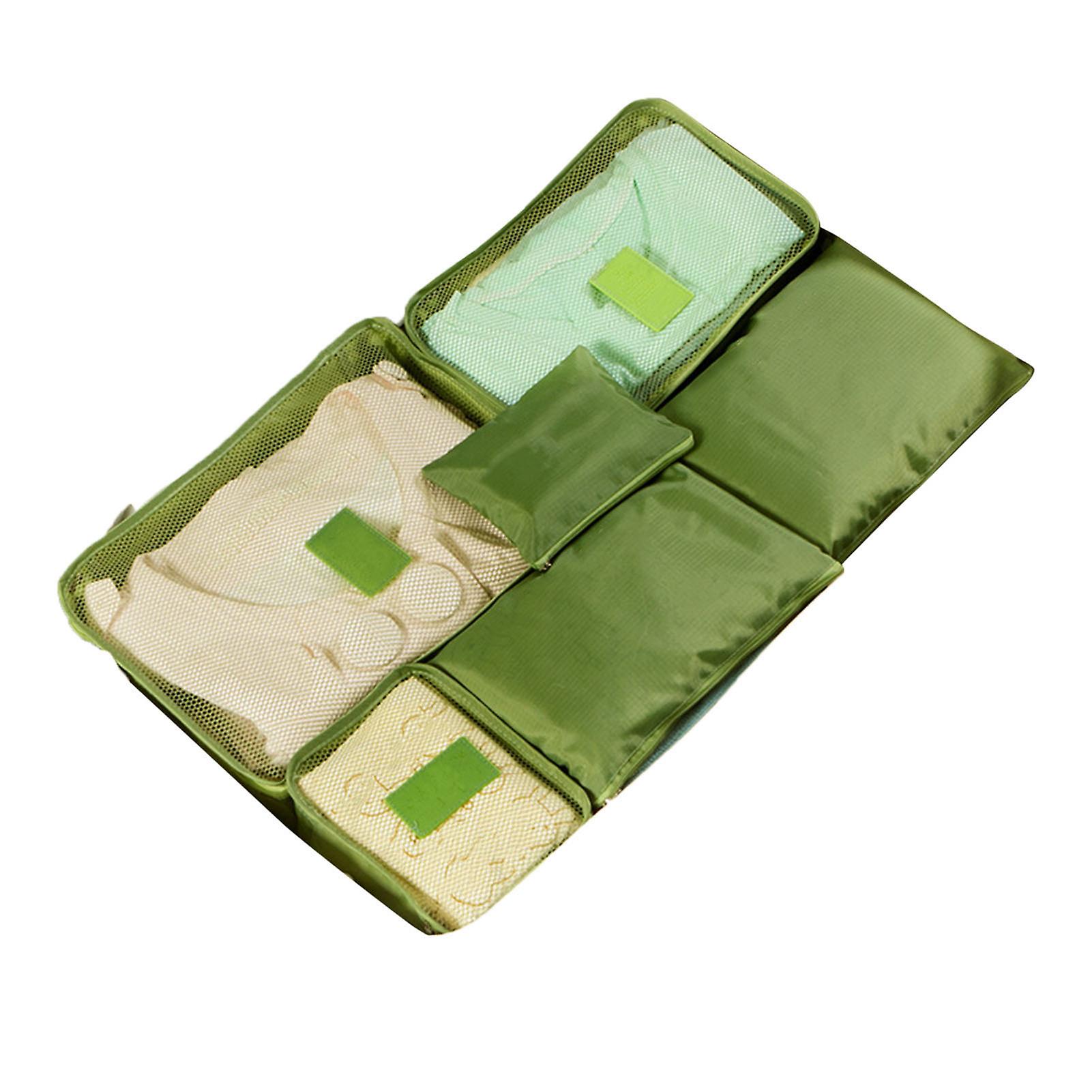 Lot de 6 sacs de rangement de voyage étanches pour bagages, cubes d'emballage pour valises, vert