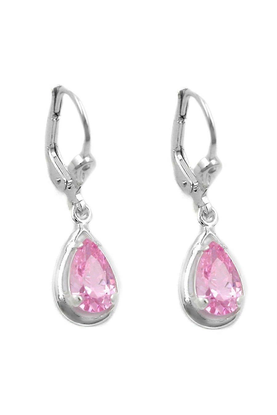 Leverback Earrings Pink Zirconia Silver 925 - Gl91484