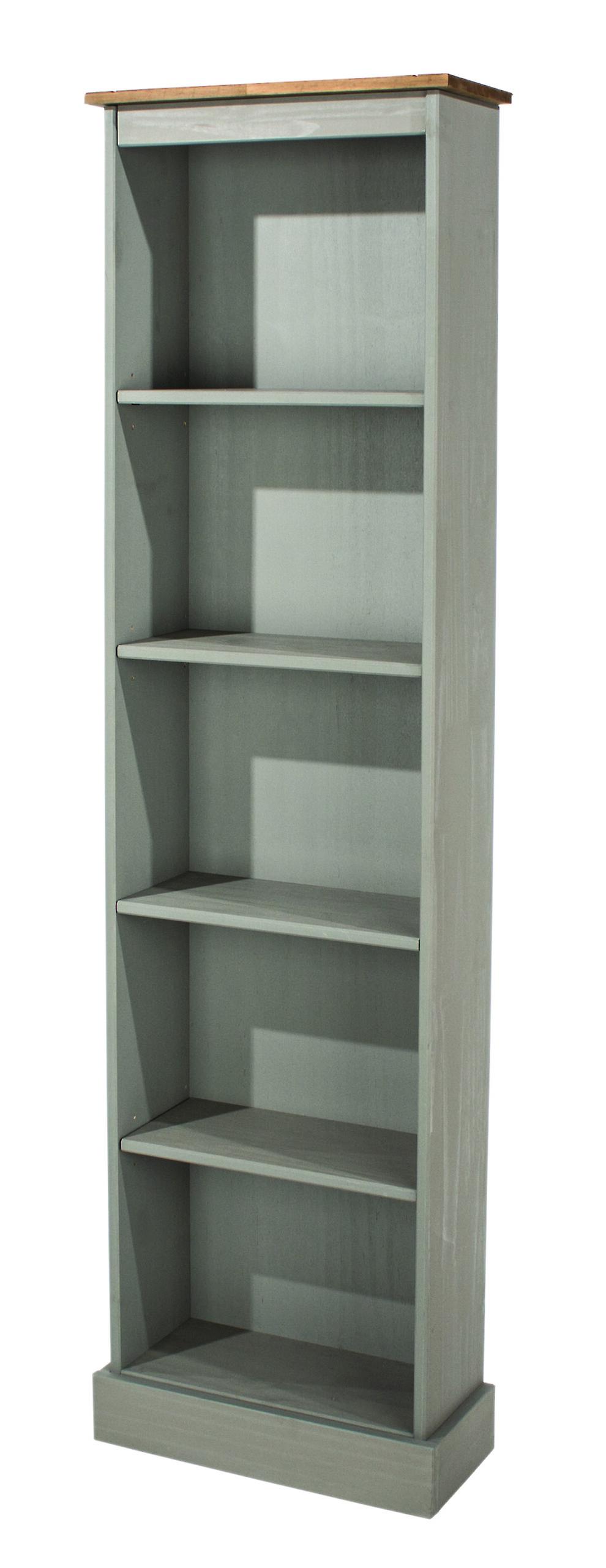 Coson Grey pine tall narrow bookcase
