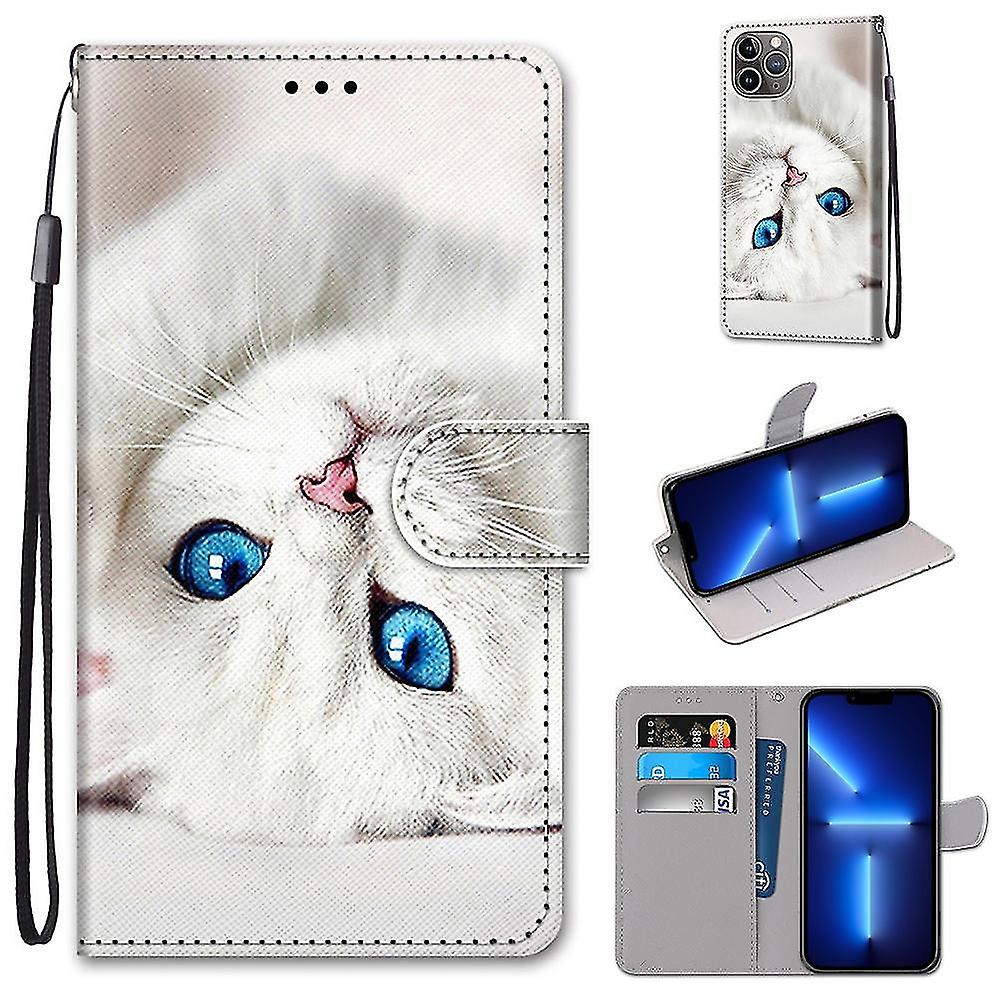 Pu Leather Case For Iphone 13 Pro Max White Kitten
