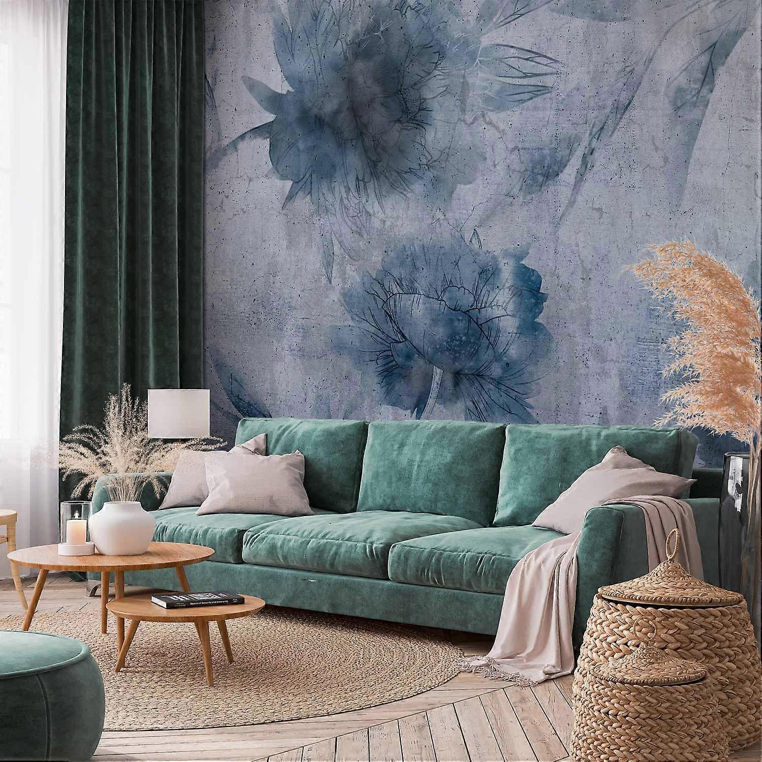 Fotobehang - Blauwe pioenrozen