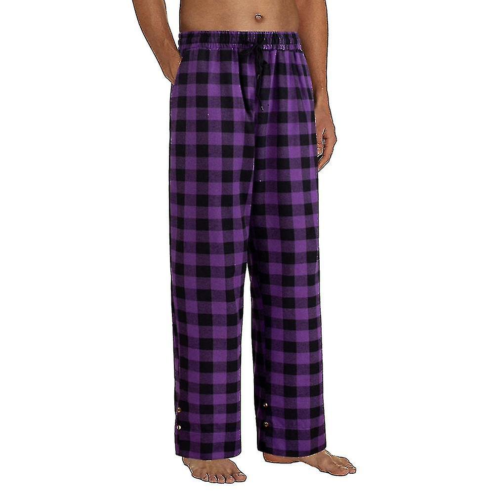 Herren Pyjamahose Weihnachten Karierte Pyjamahose mit Taschen Schlafhose mit weitem Bein
