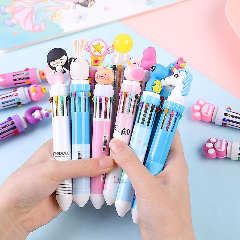 15 Cute Girls Press Multi - Color Take Notes Students With Multi - Function Color Pens