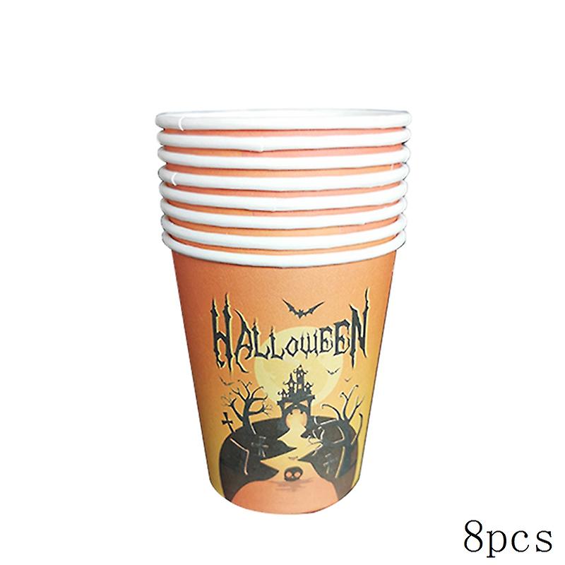 أدوات المائدة التي يمكن التخلص منها لحفلة الهالوين تخدم 8 ضيوف أطباق اليقطين أكواب المناديل بو سعيد هالوين حزب ديكور للمنزل 2023