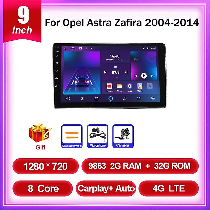 2 Din Android 12 Car Radio For Opel Astra Zafira 2004-2014 Multimedia Player Navigation Carplay Head Unit Speakers Stereo Dvd