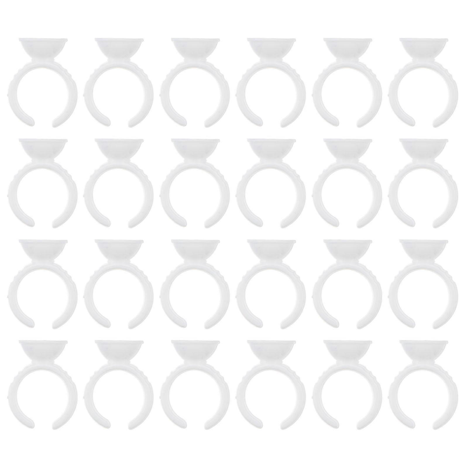 100pcs Disposable Plastic Glue Holders Rings Eyelash Extensions Kit Small Size (White)