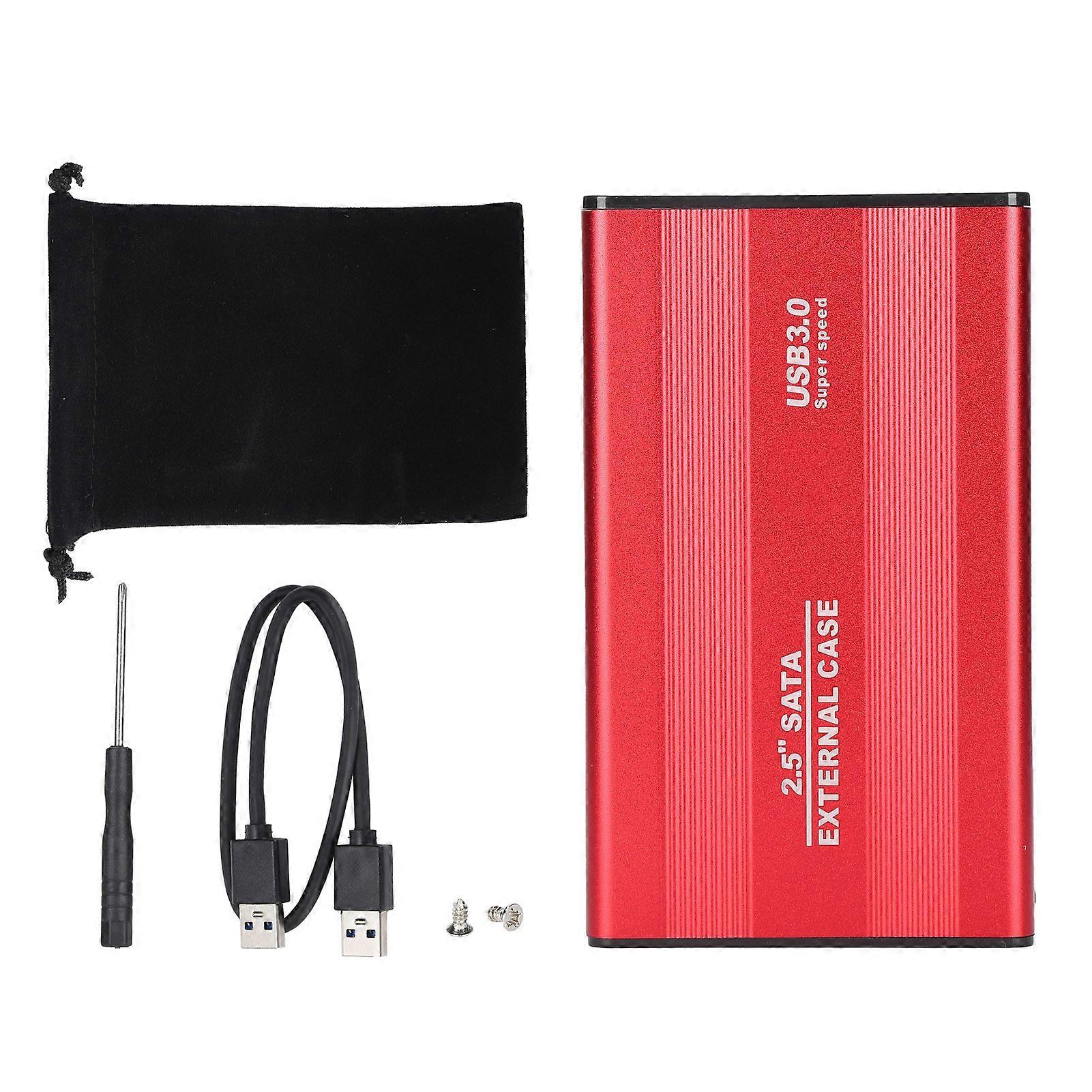 HDD Enclosure Plug Play 3TB USB3.0 SSD Hard Disk Box for Laptops/OS X External Data StorageRed