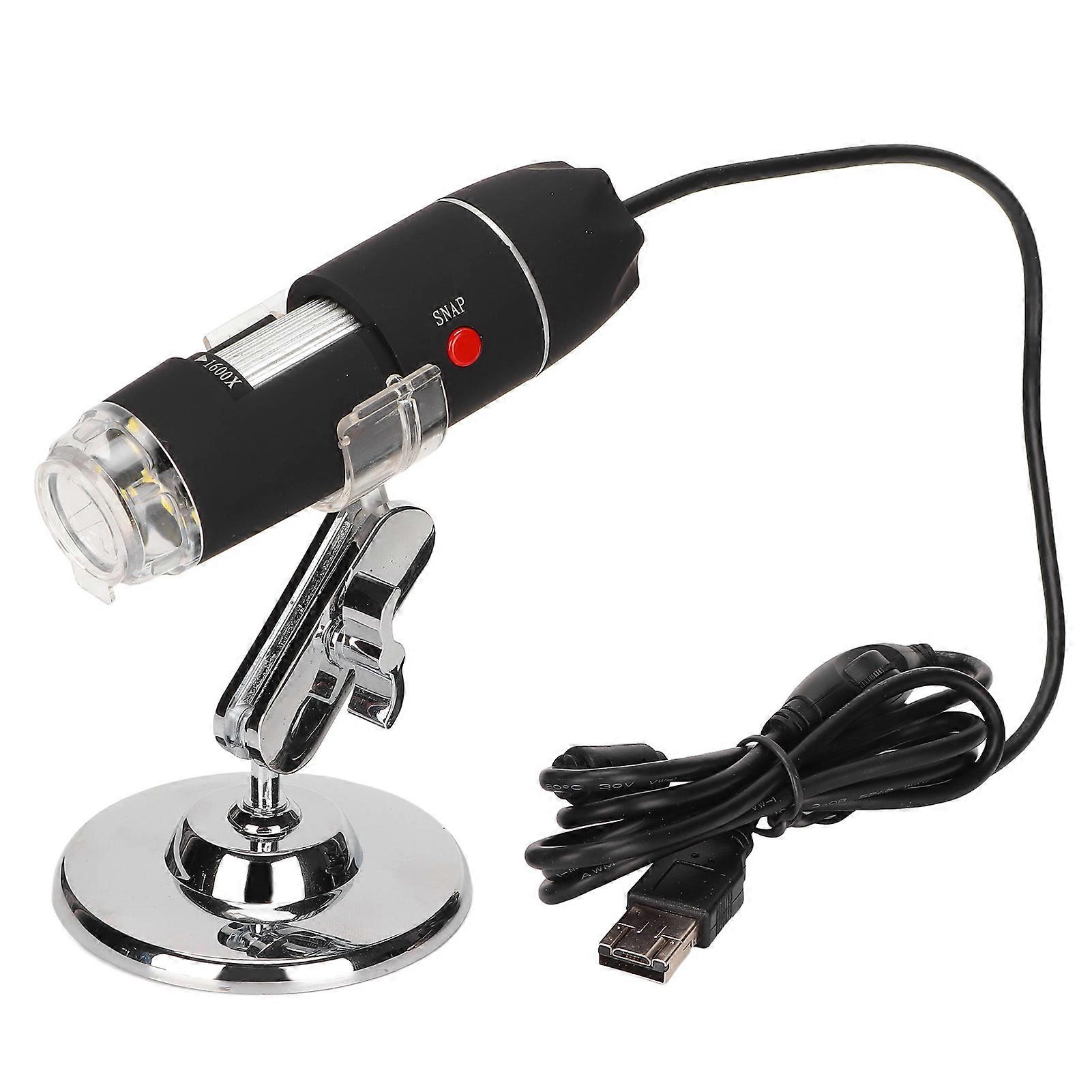 USB Digital Microscope 1600X 1080P HD Adjustable Brightness 8 LED Mini Handheld Microscope for Android Phone Computer