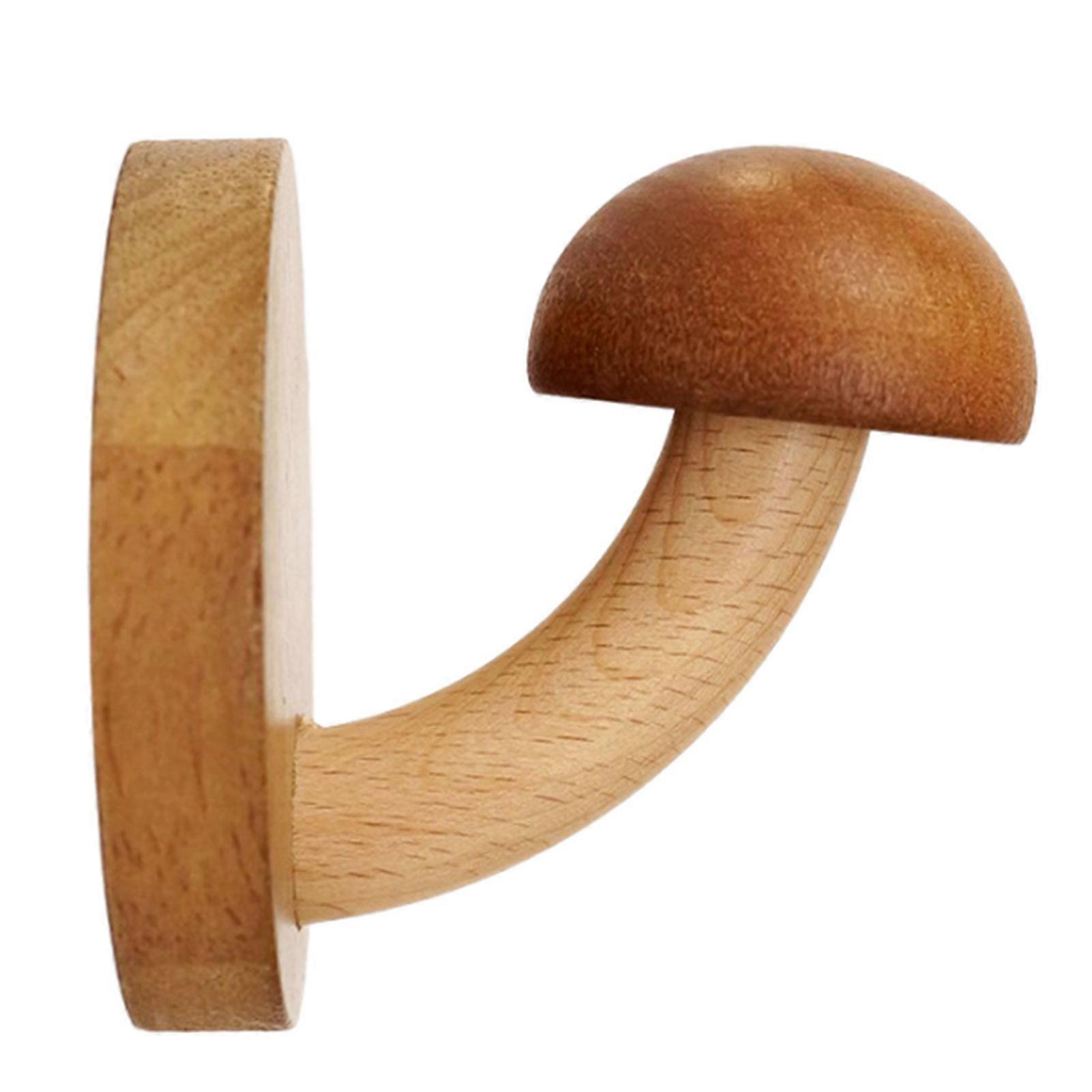 Wooden Mushroom Wall Hooks Multi-purpose Wall Mounted Clothes Rack Aesthetic Room Decor for Hats Clothes Tie