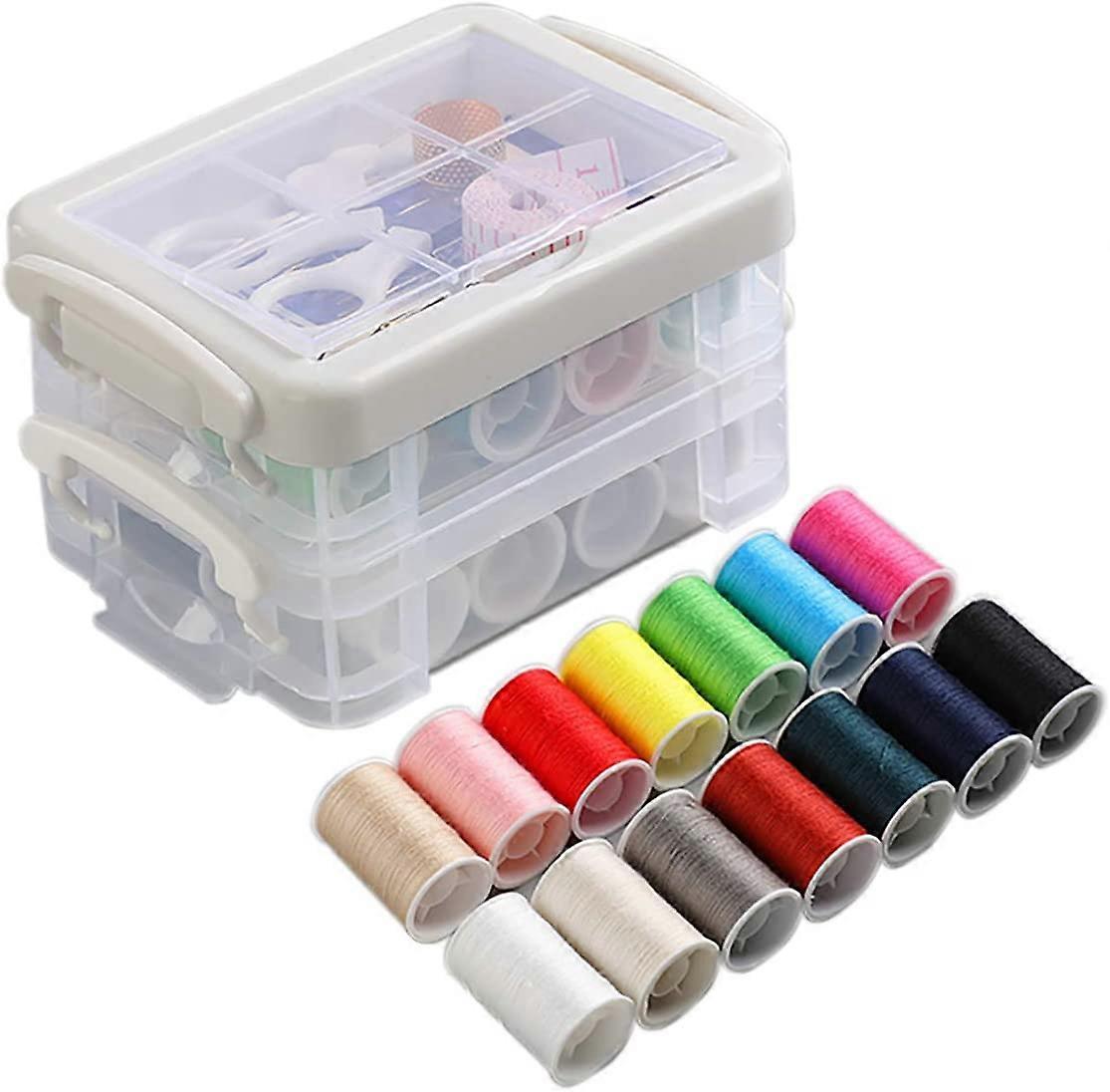 Portable Sewing Box with Sewing Accessories, Needle and Thread Set, 16 Colours Thread