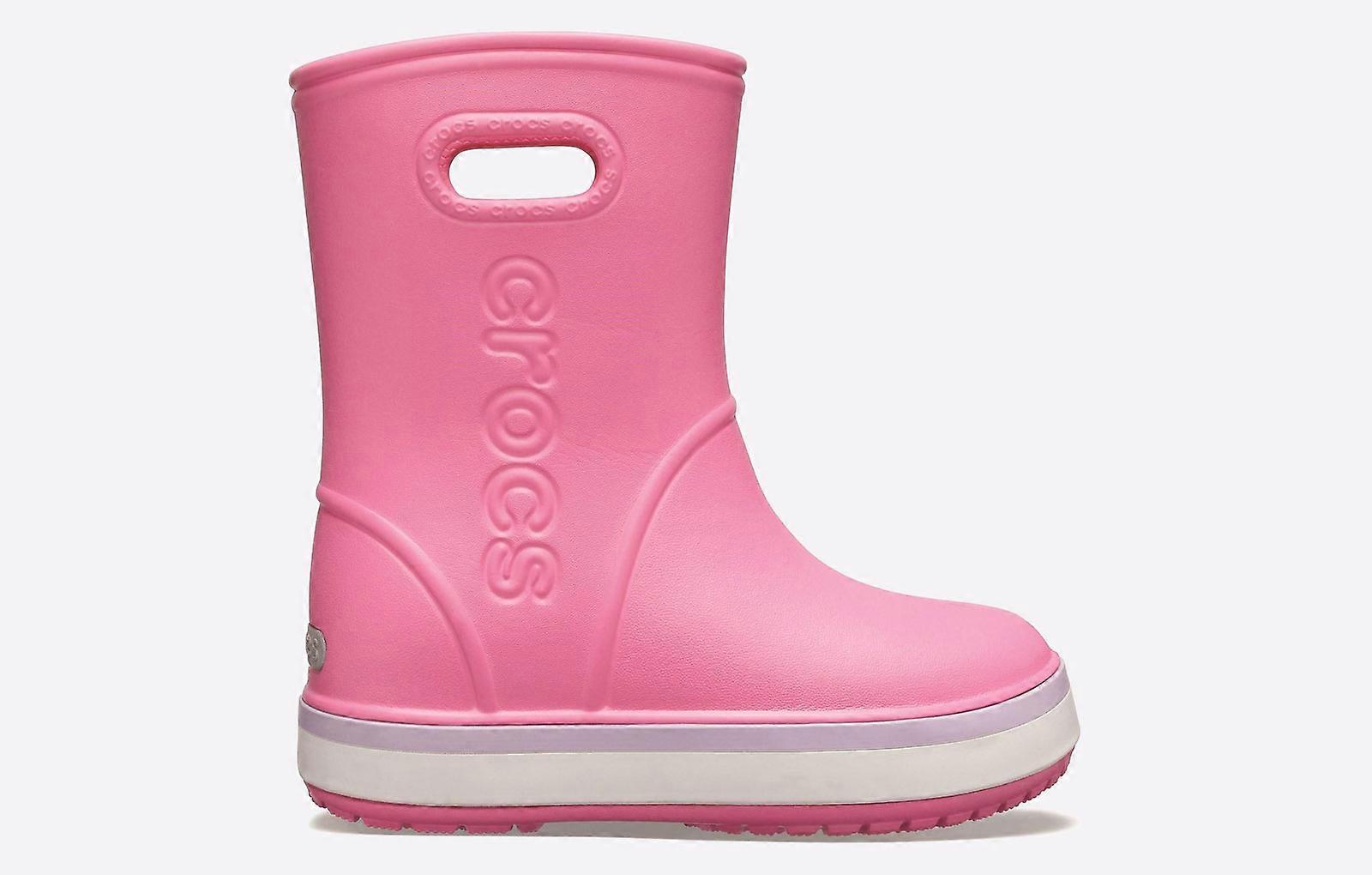 Crocs Crocband Rainboot Pull On Wellington Junior Pink / White