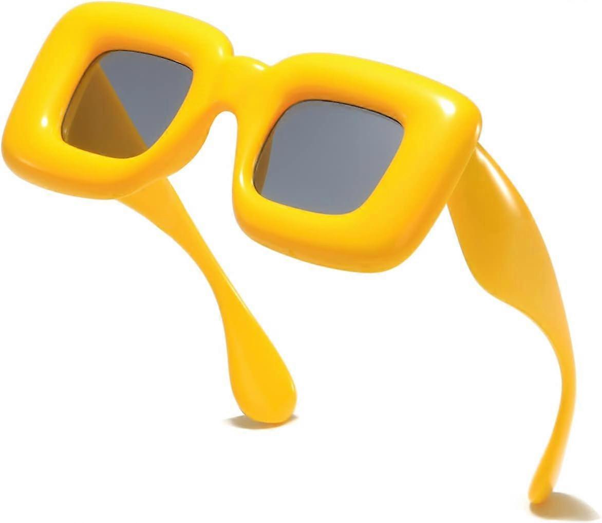 Bold Cute Square Inflated Sunglasses for Women MenTrendy Fun Funky Lip Shape Glasses Yellow