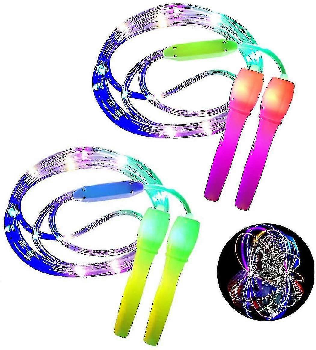 2 Led Jump Ropes, Adjustable Length And Three Light Modes Skipping Rope For Kids, Light Show, Fitness