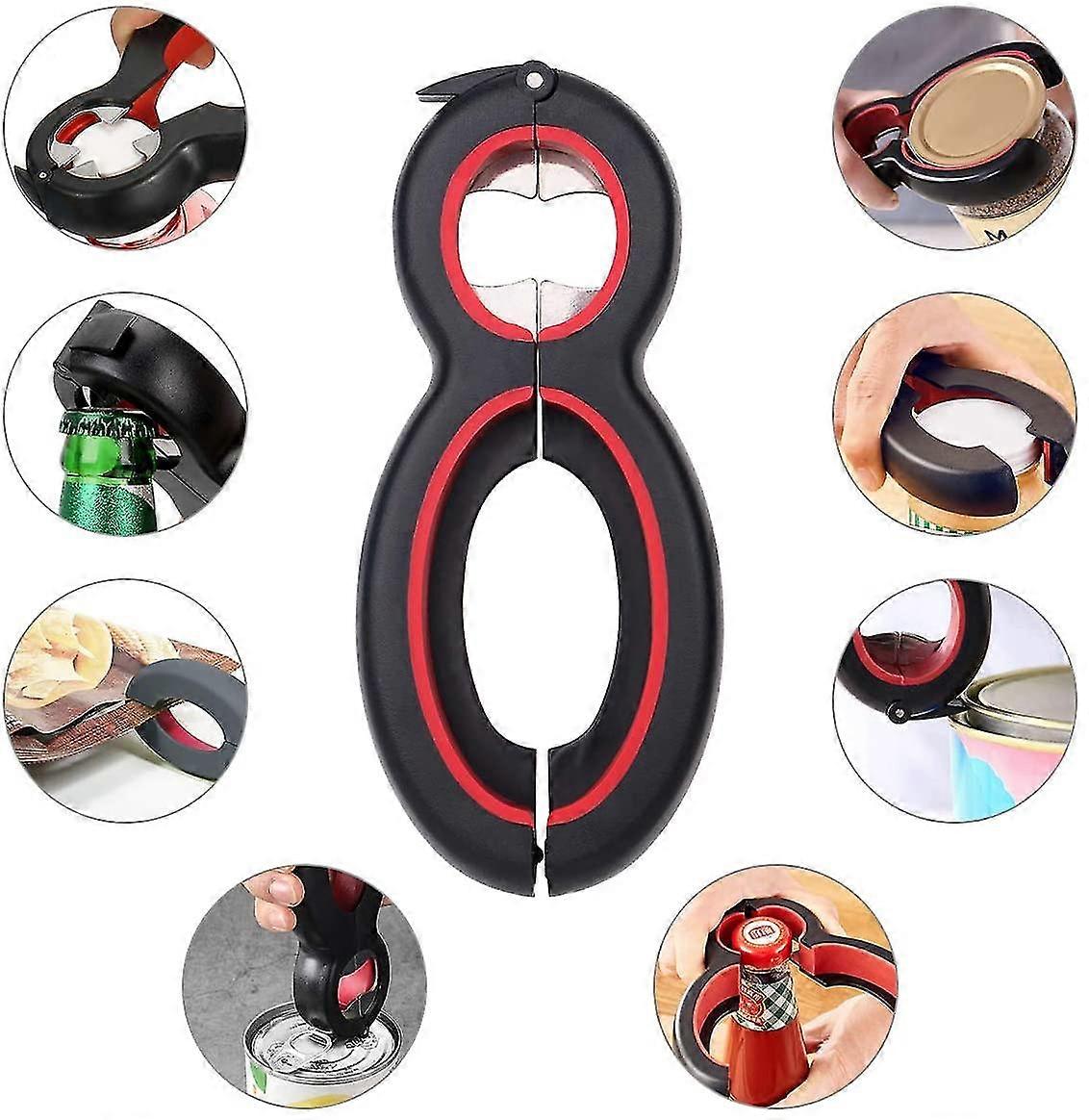 Glass Opener 6 In 1 Bottle Opener Multi-function Lid Opener