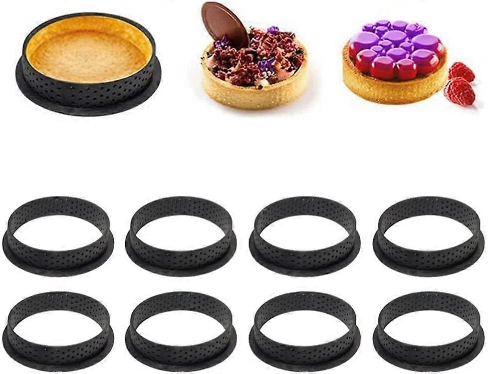 8 PCS Perforated Cake Mold Cutter Round Shape Mousse Circle Ring, Circle Tartlet
