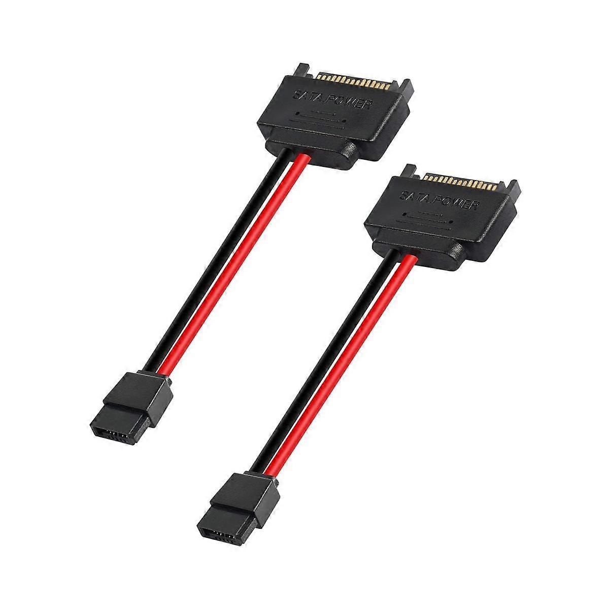 2Pcs SATA 15Pin Male To 6Pin SATA Cable SATA 15 Pin To 6 Pin Power Adapter Cable for Notebook CDROM
