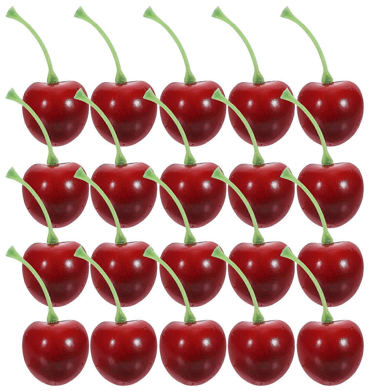 20pcs Artificial Cherry Prop Simulated Cherry Model Kitchen Dining Table Cherry Decor