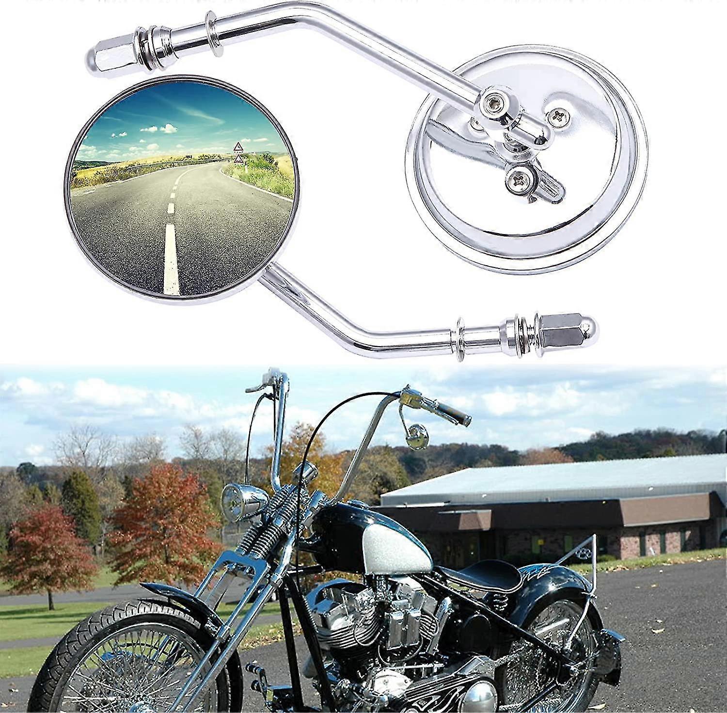 Chrome Motorcycle Round Sportster Mirrors Rear View Compatible With ...