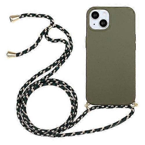 For iPhone 15 Wheat Straw Material + TPU Mobile Phone Case with Lanyard