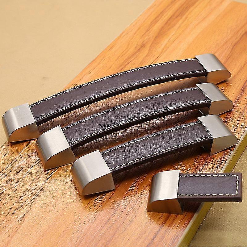 2 قطع سبائك الزنك مقابض جلدية للأثاث مجلس الوزراء المقابض الصدر درج حقيبة مقبض ويسحب أسود البني مقابض المطبخ