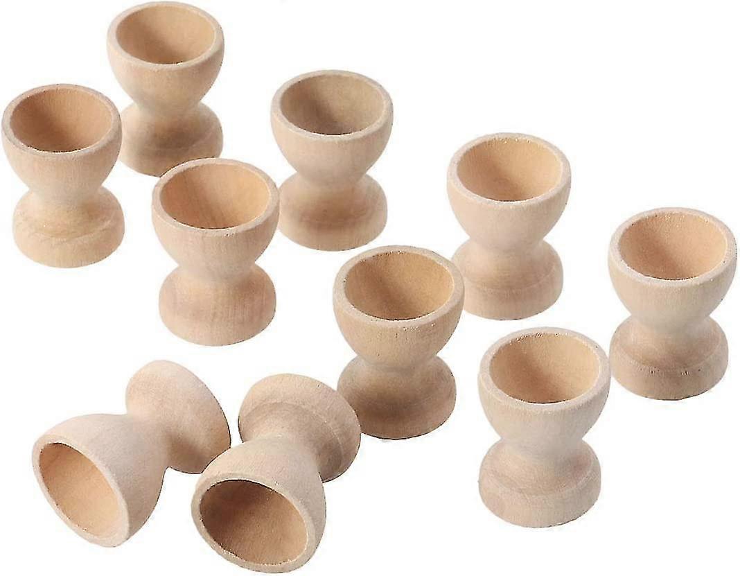 Xqday Egg Cups Wooden Egg Cooker Eggs Holder For Painting Decorate 10 Pieces Gift