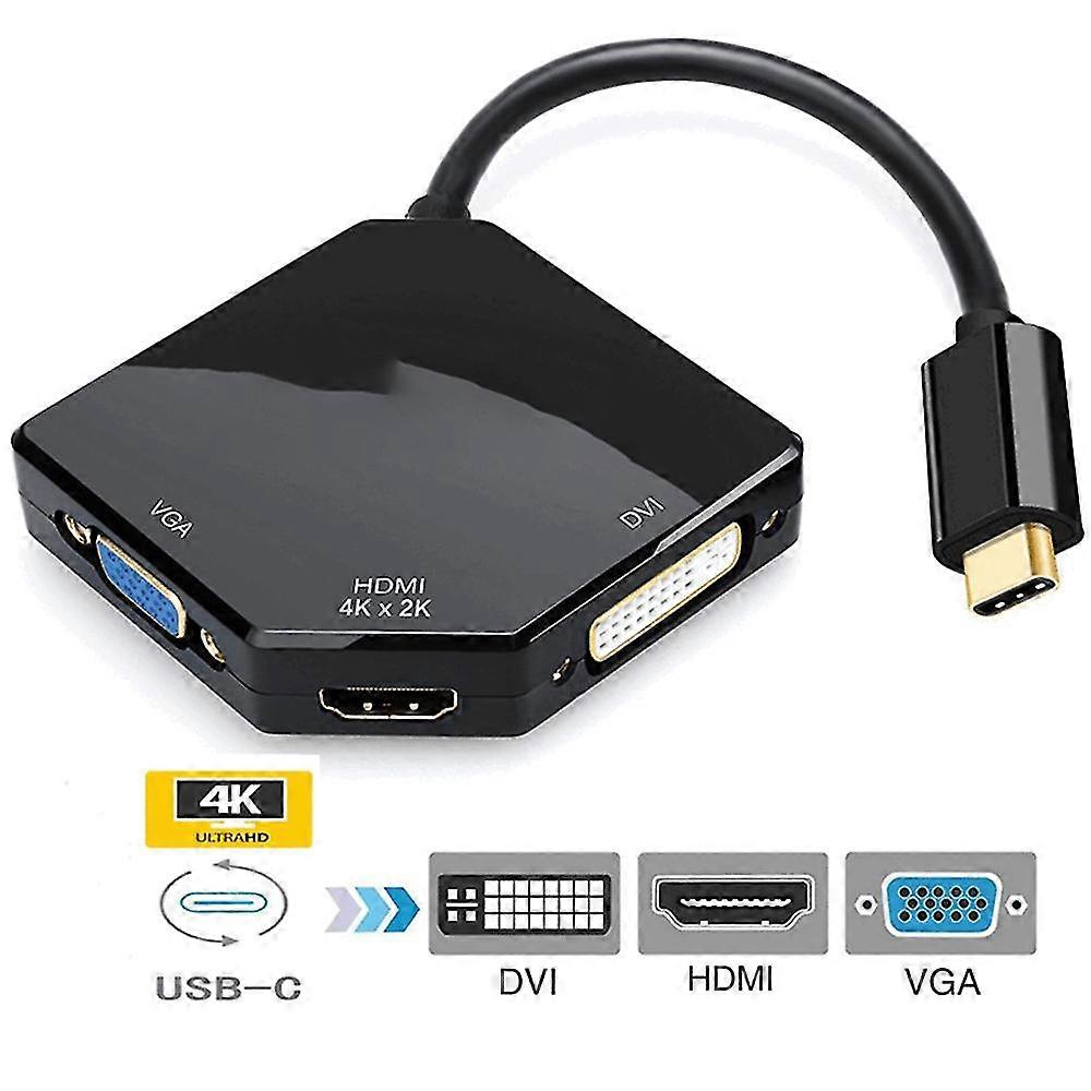 Multi Port Adapter,cable Usb-c Type C 3.1 To Hdmi Dvi Vga 4k Converter
