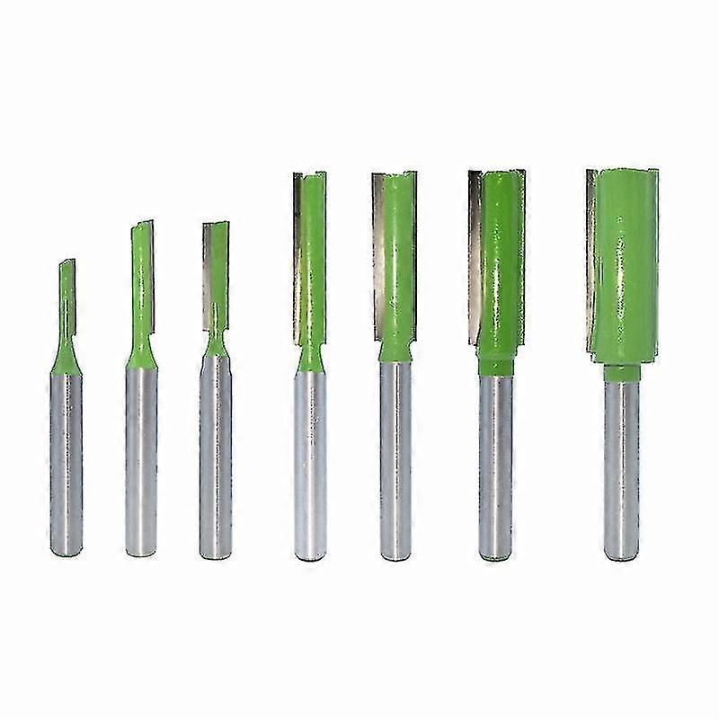 7 Pack 6mm Gambo Dritto Router Bit, Singolo /doppio Flauto Router Bit, Wood Router Bit Straight Cut Flush Trim Pattern Router Bit per la lavorazione del legno