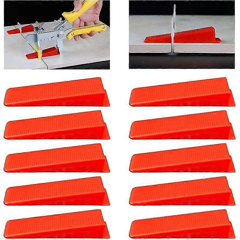 Tile Leveling System Wedges, Wedge Leveler Tile Spacers Tiler Leveler Spacers Clips Wedges, 100 Pieces, Red