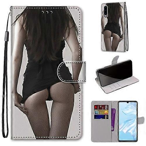 For Huawei P30 Coloured Drawing Cross Texture Horizontal Flip PU Leather Phone Case