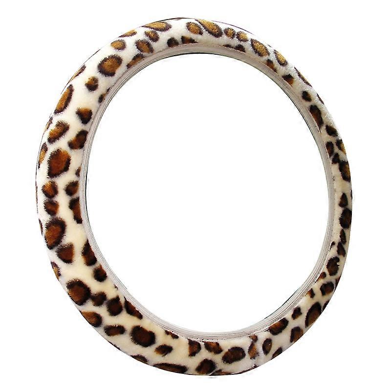 Winter Warmer Leopard Soft Plush Elastic Anti-Slip Car Steering Wheel Cover Qinhai KAESI
