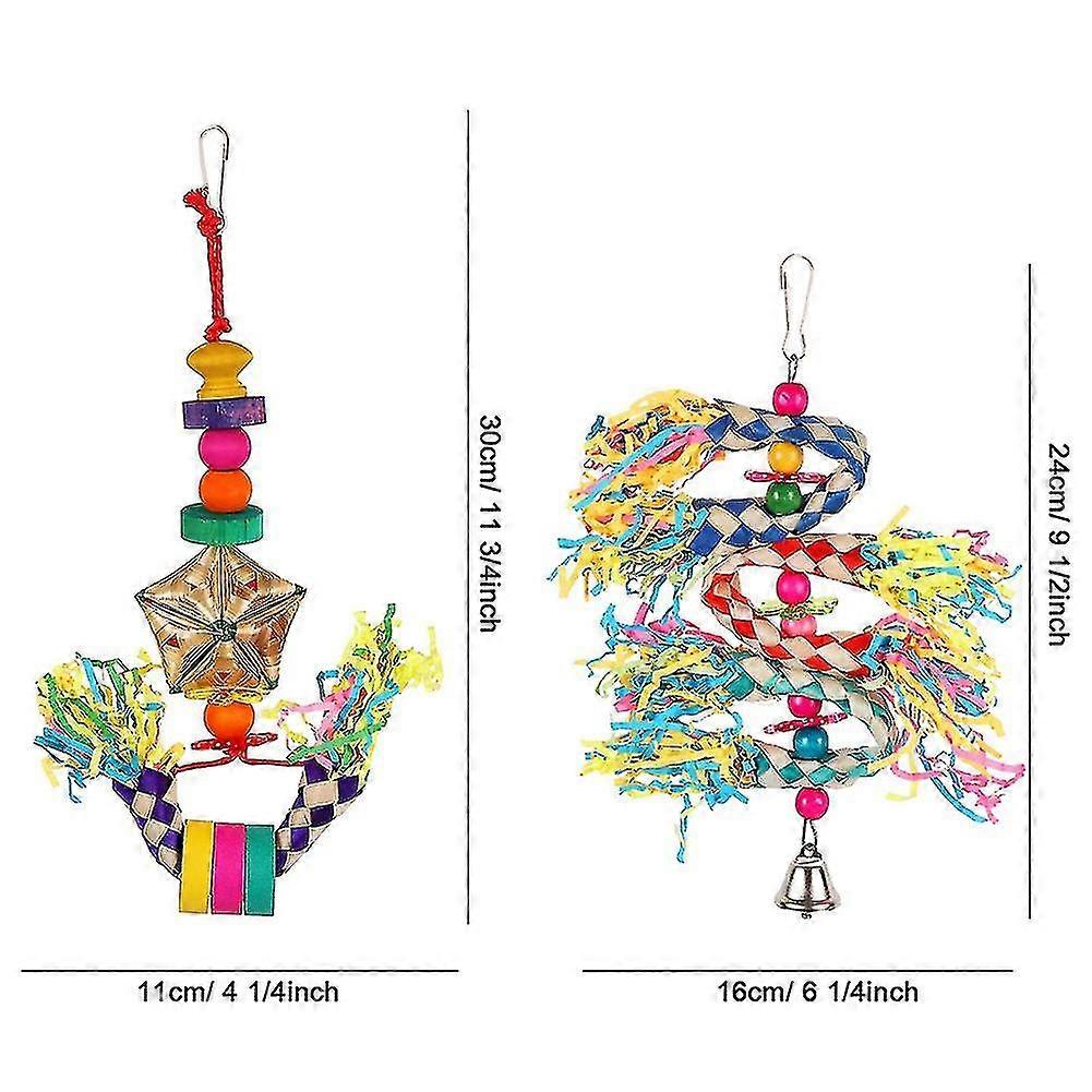 Bird Shredding Toys, 5pcs Colorful Bamboo Hanging Toys Parrot Chew