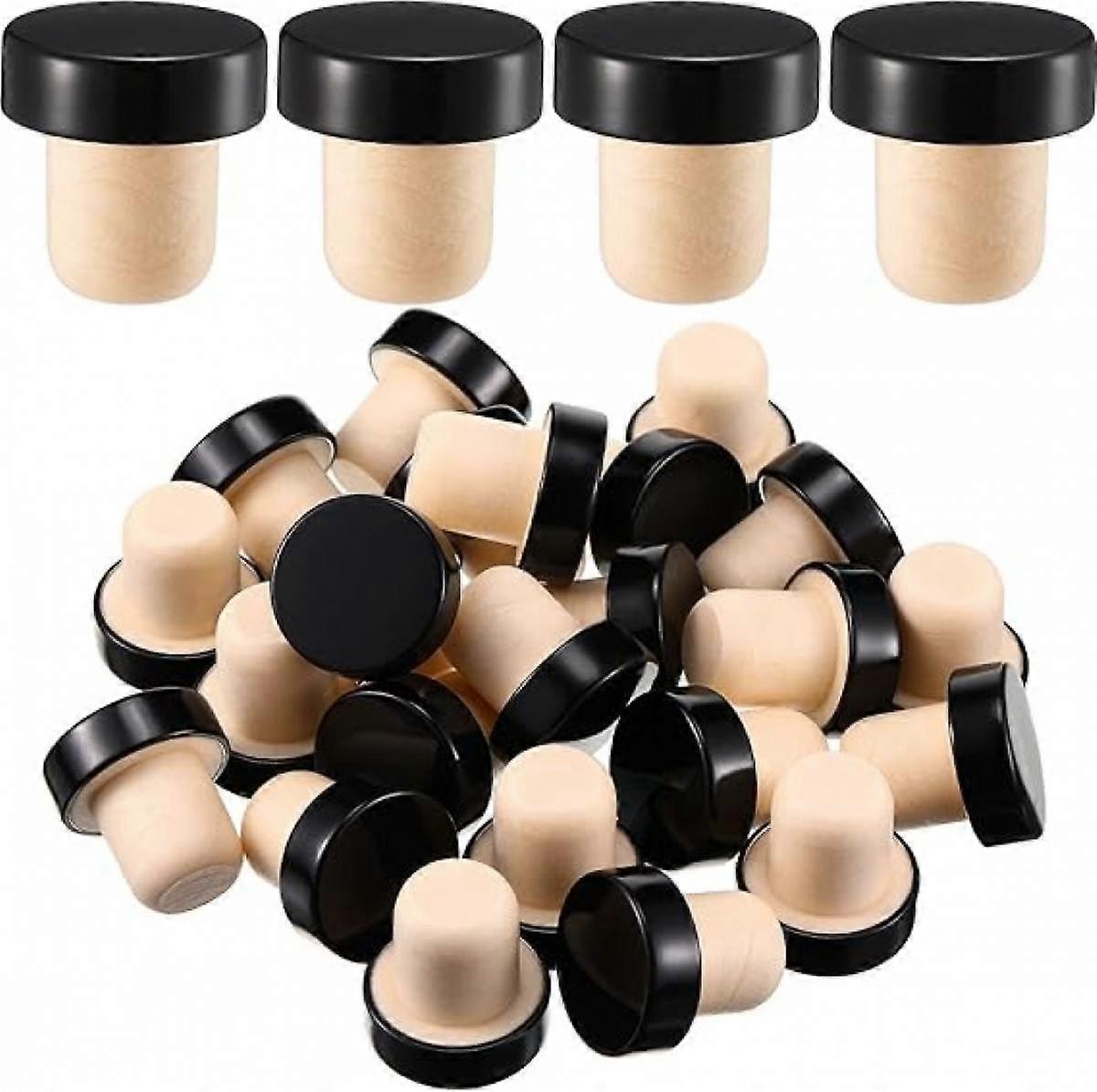 T-shaped Stopper Cork Wine Stopper Bottle Stoppers Reusable Wine Bottle Stopper Sealing Plug Bottle for Wine Beer Bottles(Black, 24 Pieces)1