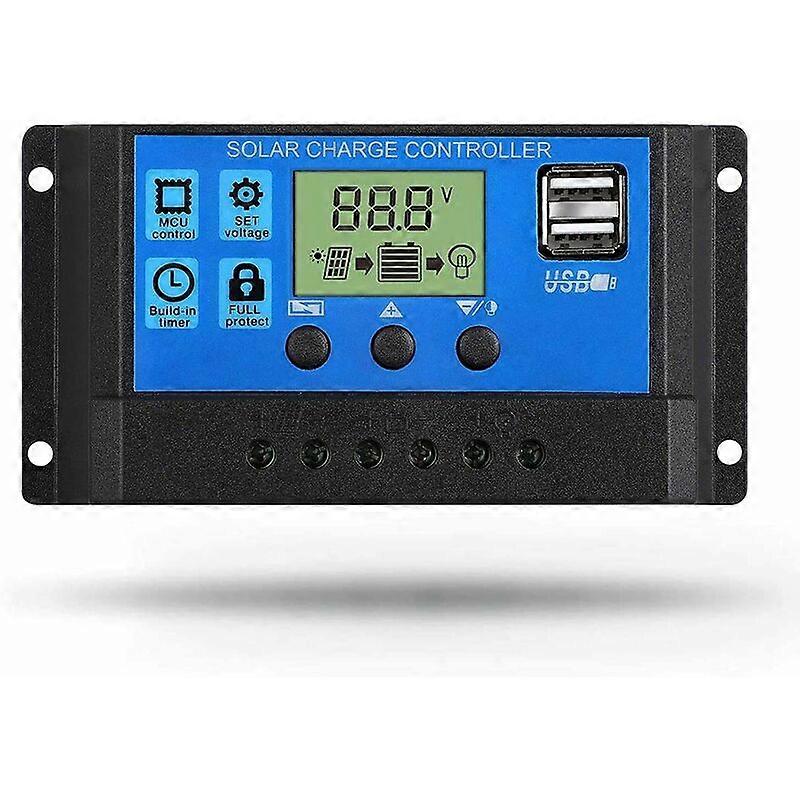 Zonnelaadregelaar, 20A 12V/24V PWM Zonnepaneelcontroller Automatische parameter instelbaar LCD-scherm (20A)