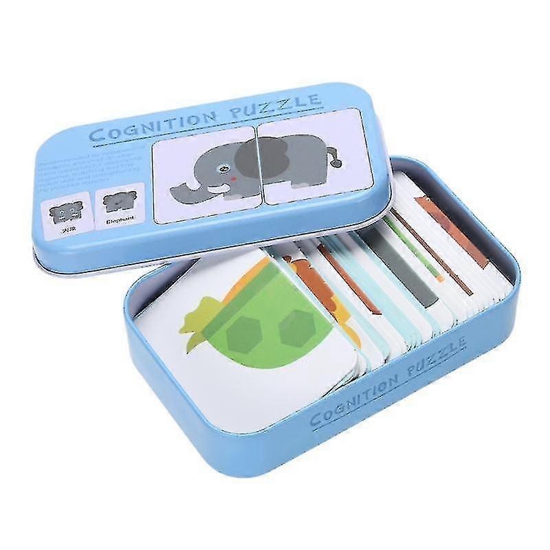 1-6 Years Cognition Puzzles Toys Toddler Iron Box Cards Matching Game Cognitive Cards Vehicle Fruit Animal