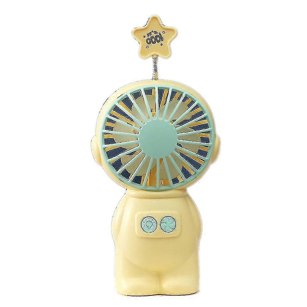 Handheld Portable Fan Usb Rechargeable Mini Fan 3 Speeds With Light(yellow)