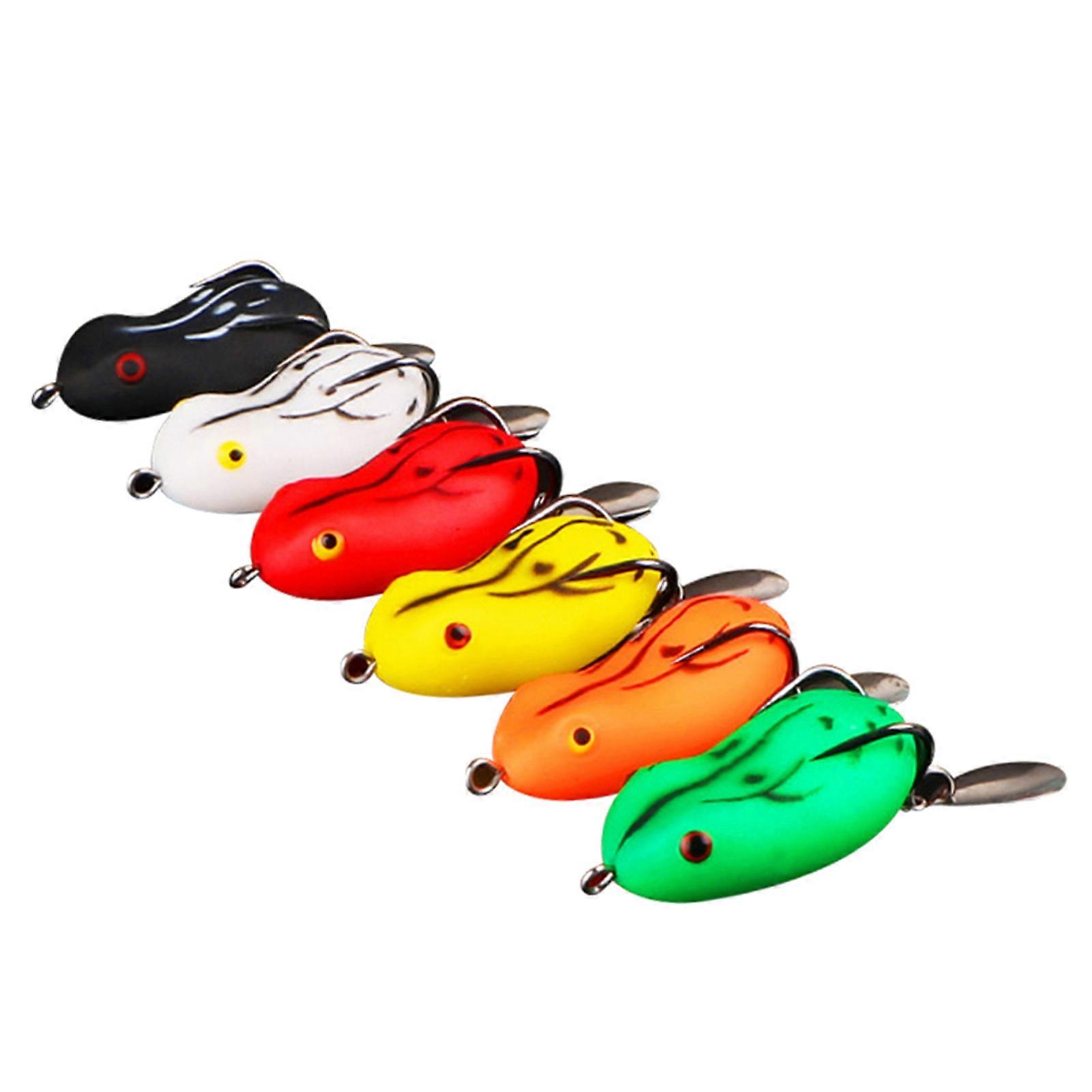 Kaesi 6Pcs/Set Fishing Bait 7.2g 5cm Frog Shape Rubber Fishing Lure with Hook Swivel Plate for Bass