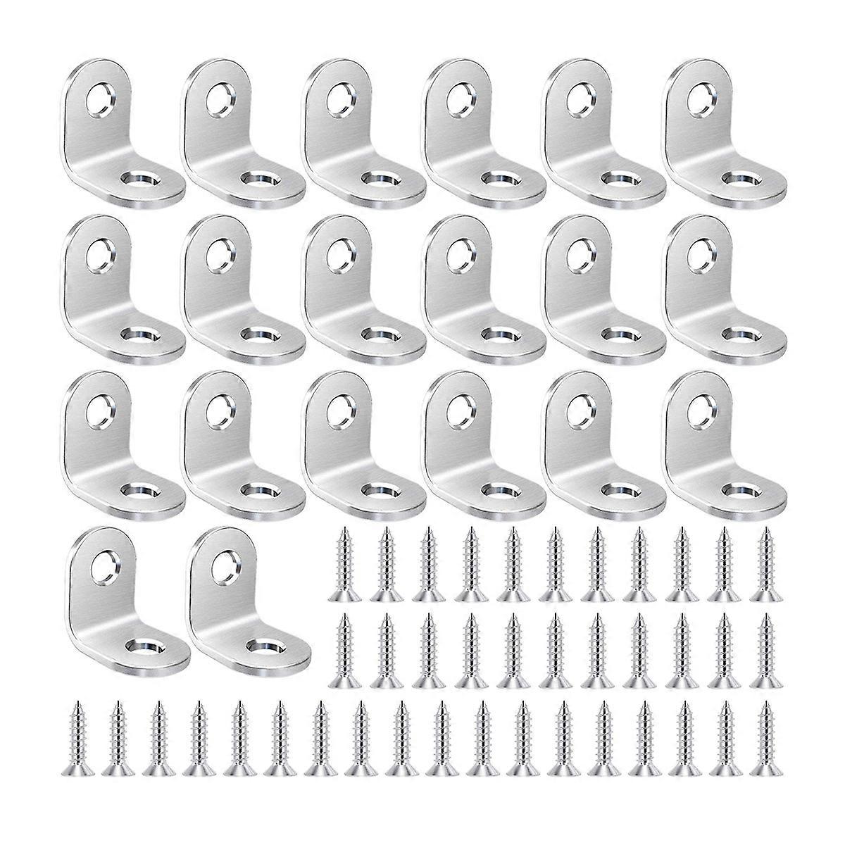 20 Pieces Angle Connector 90 Degree Angle Brackets L Shape Right Angle Stainless Steel Corner Bracket